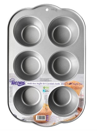 ARCOIRIS MOLDE DE ACERO DE CARBONO PARA CUPCAKES JUMBO 6 CAVIDADES