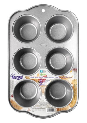 ARCOIRIS MOLDE DE ACERO DE CARBONO PARA CUPCAKES ESTANDAR 6 CAVIDADES