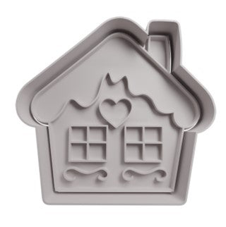 CORTADOR DE GALLETAS DE PLASTICO CON SELLO 6CM CASITA