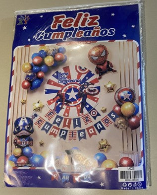 KIT DE FIESTA PARA DECORAR CAPITAN AMERICA Y SPIDER MAN