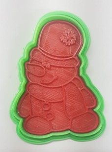 CORTADOR DE GALLETAS DE PLASTICO CON SELLO 6CM MUÑECO DE NIEVE