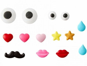 WILTON SPRINKLES CAJA SURTIDOS DE OJOS, LABIOS, ESTRELLAS, ETC