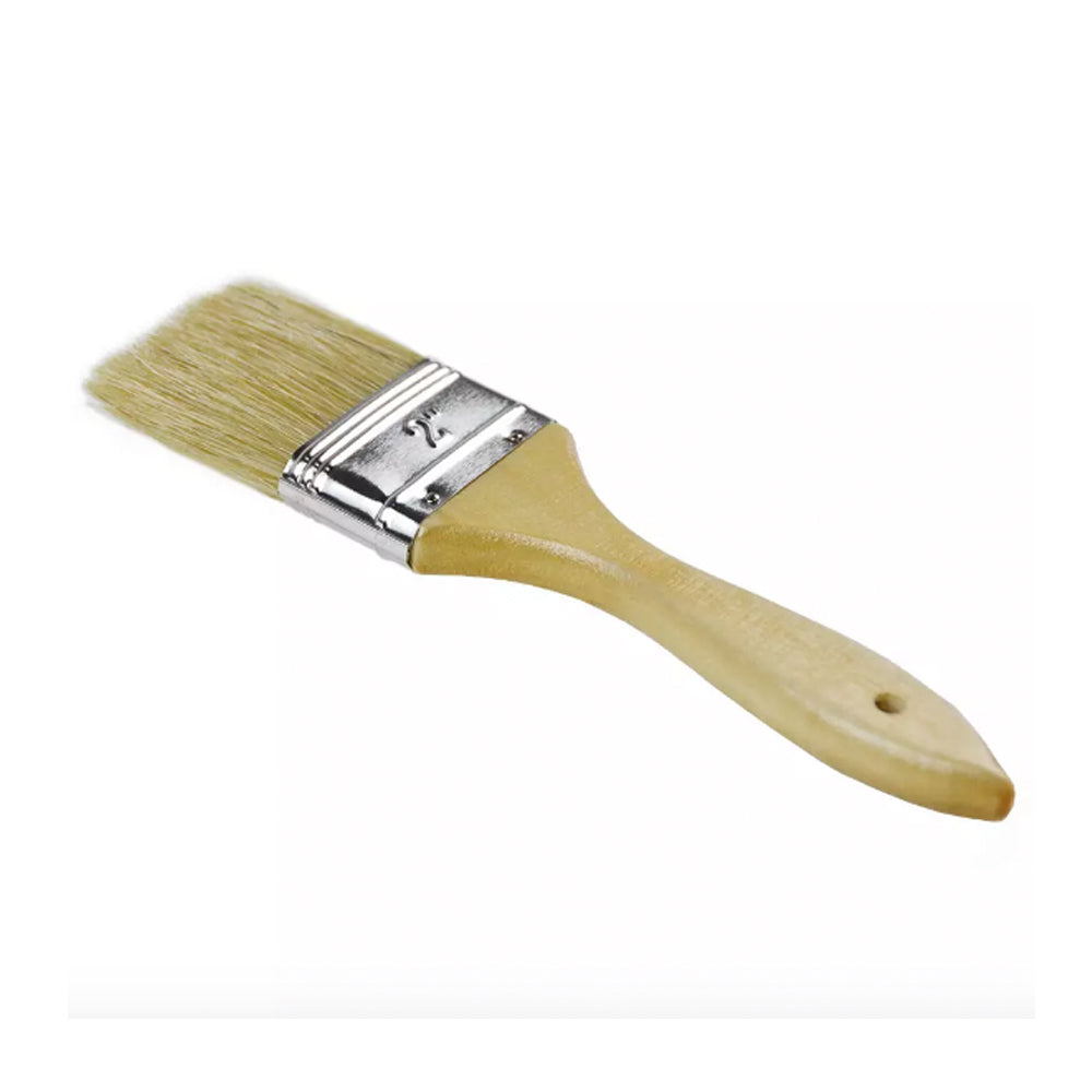 BROCHA MANGO DE MADERA POPLAR, ABRAZADERA METÁLICA 18 X 4 CM