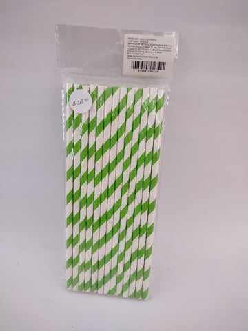 POPOTES DE PAPEL VERDE LISTON BLANCO (25 Piezas)