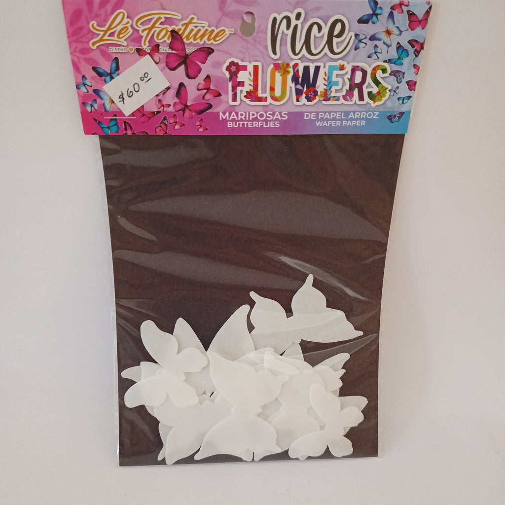 MARIPOSAS BLANCAS DE PAPEL ARROZ