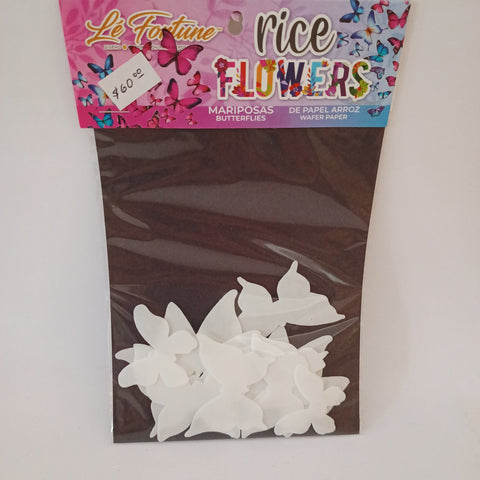 MARIPOSAS BLANCAS DE PAPEL ARROZ