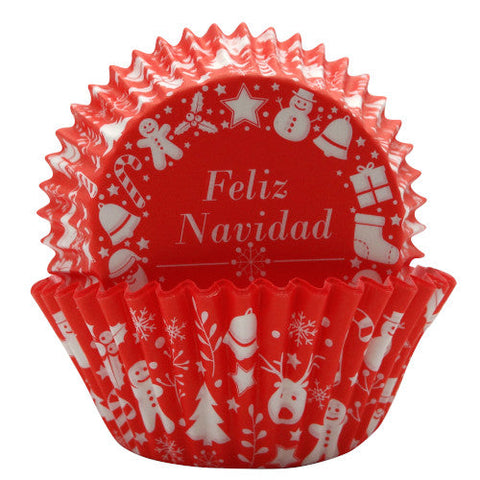 CAPACILLOS DE NAVIDAD ESTANDAR 100 PZAS FELIZ NAVIDAD ROJO