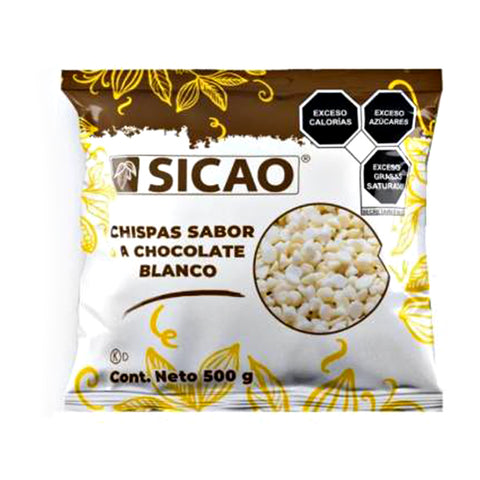 SICAO CHISPAS SABOR CHOCOLATE BLANCO 500 GR