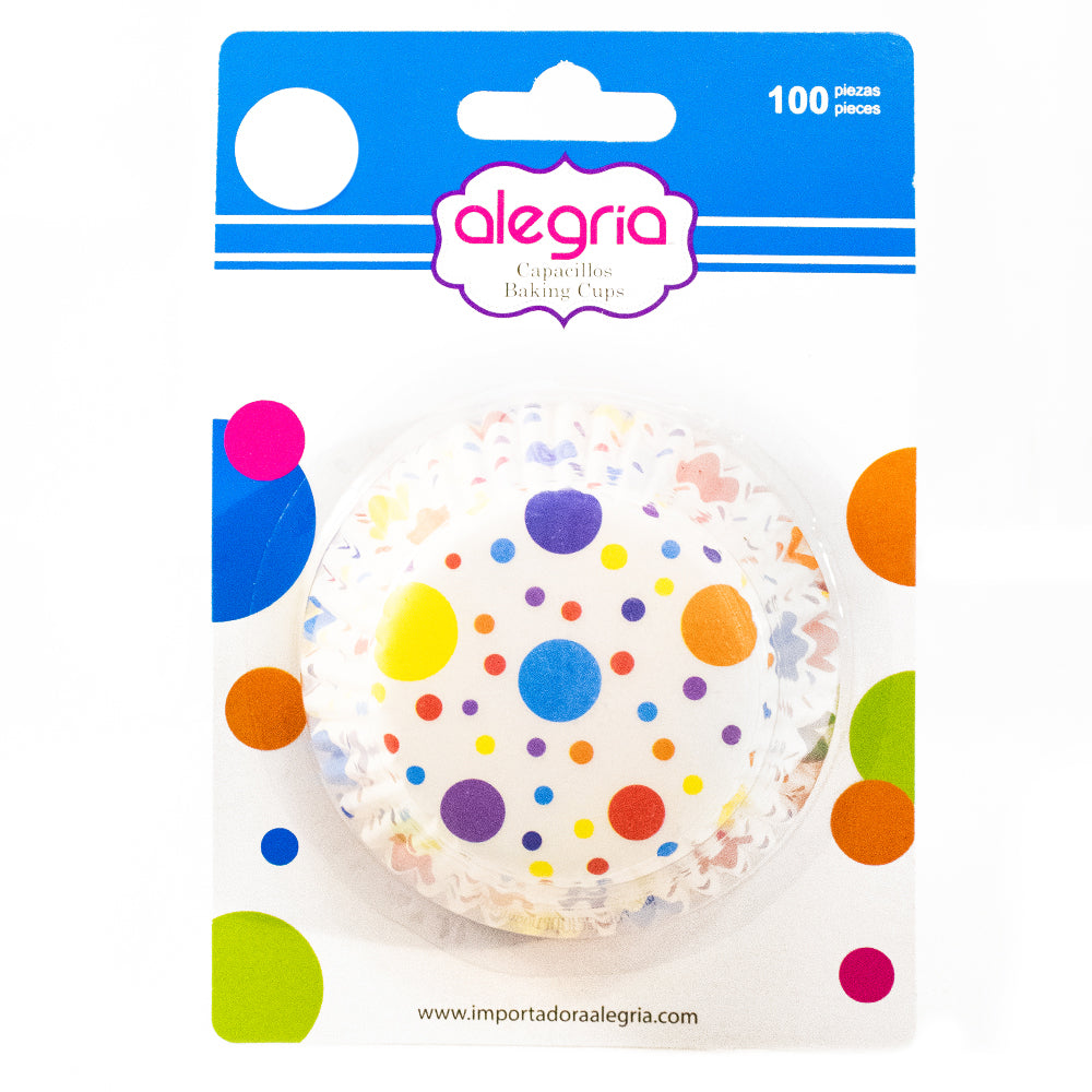 CAPACILLO ESTANDAR 100 PIEZAS BLANCO DOTS COLORES