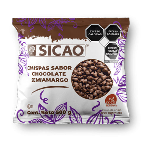 SICAO CHISPAS SABOR CHOCOLATE SEMI AMARGO 500 GR