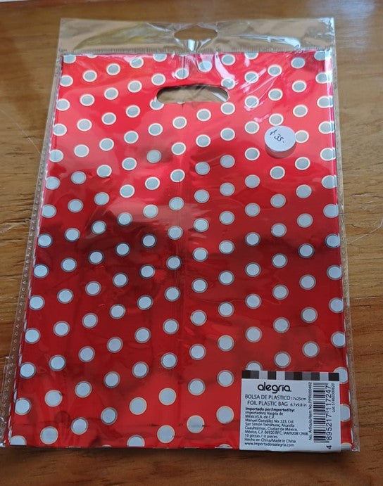 BOLSAS METALICAS DE PLASTICO 17 X 25CM (Paquete 10 PZAS)
