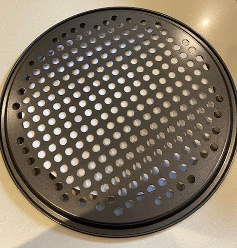 Five Plaque à Pizza Métal Perforée 33 Cm - Grise Foncée, Cuisson Parfaite Et Croustillante
