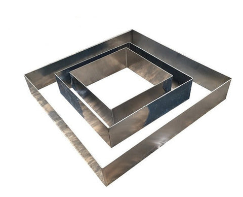 ARO CUADRADO  DE ACERO INOXIDABLE  20 x 20 x 7.5 CM