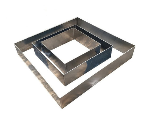 ARO CUADRADO  DE ACERO INOXIDABLE 16 x 16 x 7.5 CM