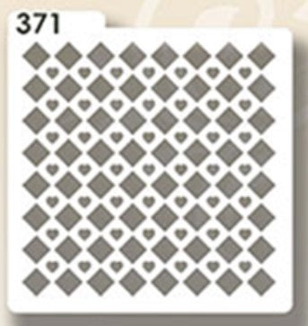 ESTENCILES  CUADRADOS 12 x 12CM - CORAZONES Y ROMBOS