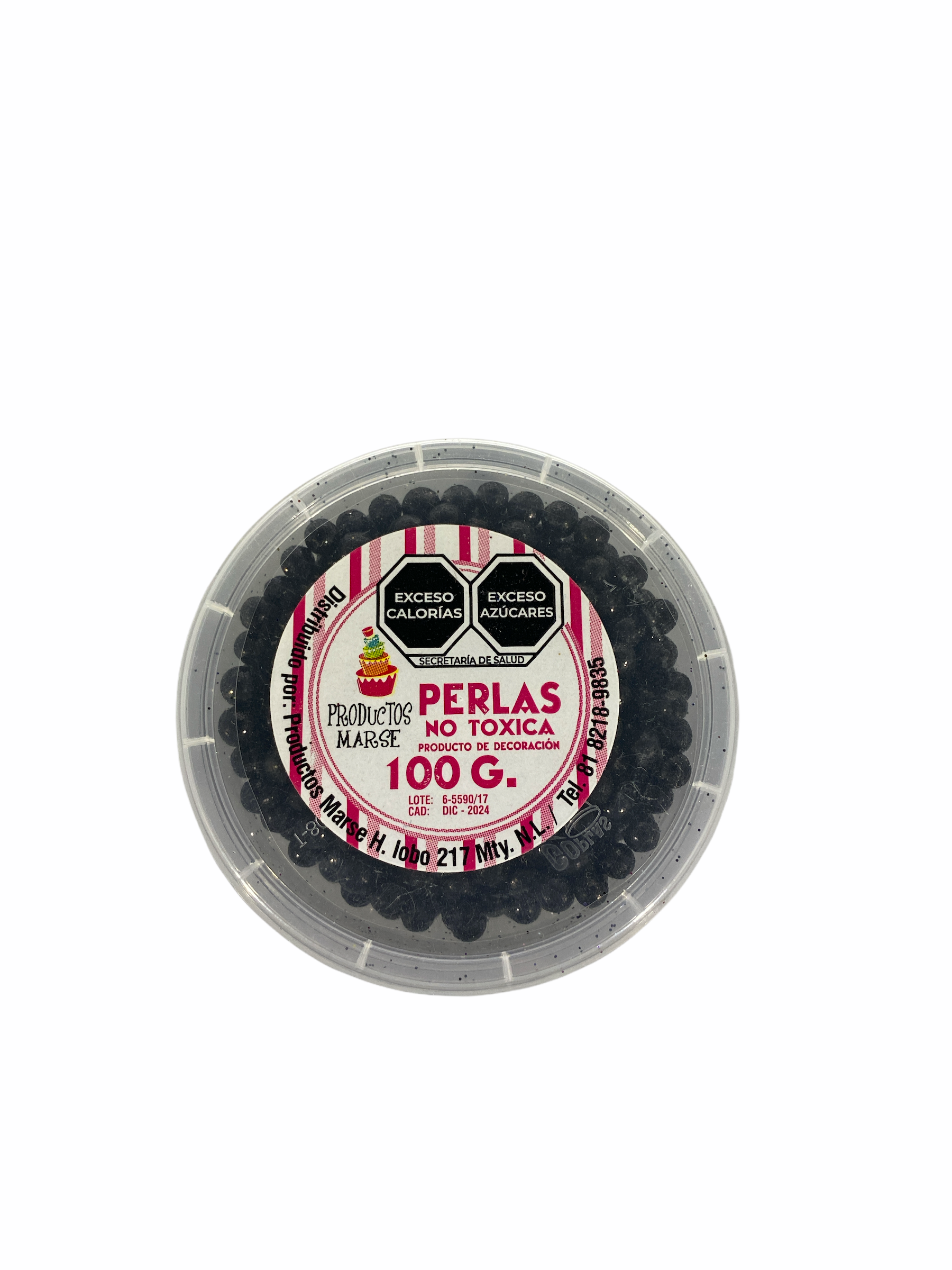 PERLA DIAMANTADA MEDIANA 6 MM NEGRA 100G