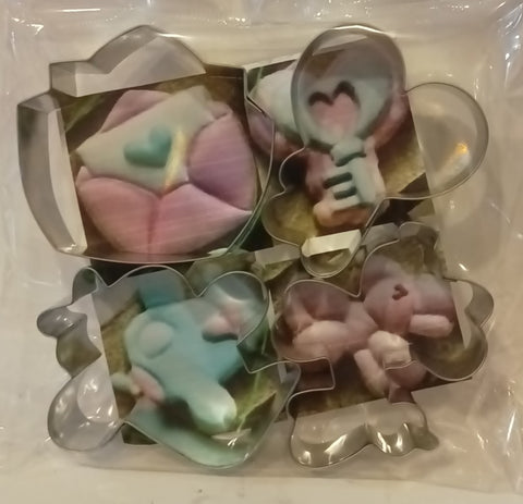 CORTADOR DE GALLETAS SET MINI 6 CM CARTA, GLOBO, AVION Y LLAVE