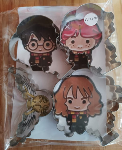 SET CORTADORES GALLETA LAMINA ESTANDAR HARRY POTTER (4 PIEZAS)
